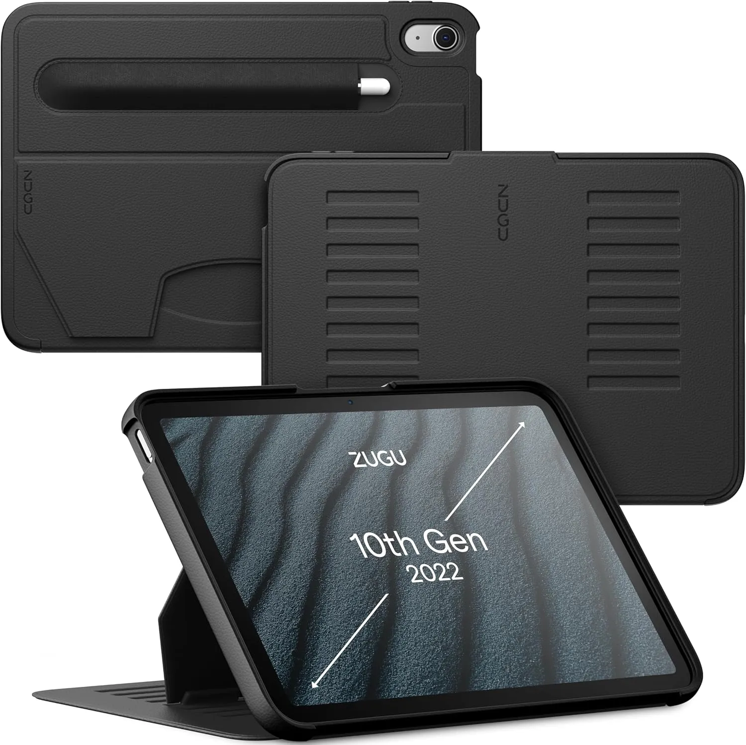 ZUGU CASE for iPad 10.9 Inch Case iPad 11th/10th Generation (A16 2025/2022), Slim Protective Magnetic Stand & Sleep/Wake Cover 11th/10th Gen iPad Stand, Model #s A2696, A2757, A2777, Stealth Black